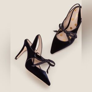 Boden Katarina Navy Velvet Slingback Heels